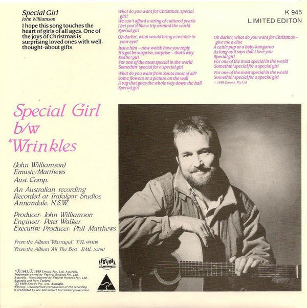 John Williamson : Special Girl (7", Single, Ltd)
