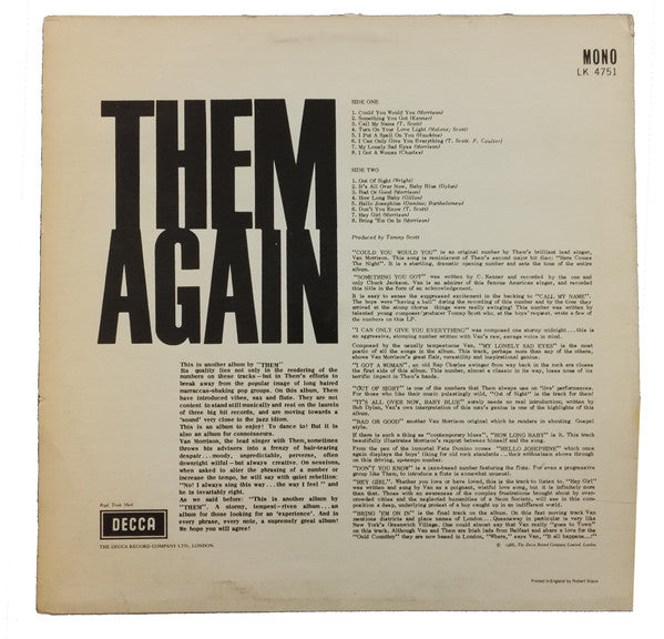Them (3) : Again (LP, Album, Mono, RE)