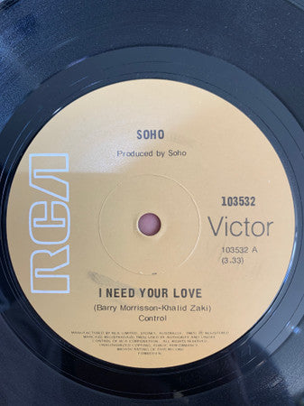 Soho (13) : I Need Your Love (7", Single)