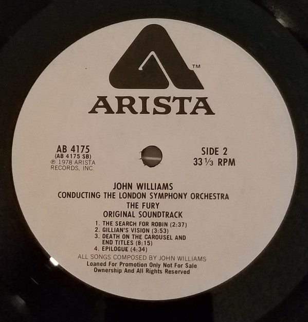 John Williams (4) : The Fury (Original Soundtrack Recording) (LP, Album, Promo)