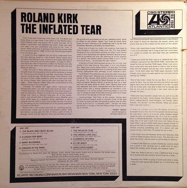 Roland Kirk : The Inflated Tear (LP, Album, RE)