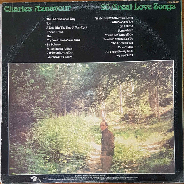 Charles Aznavour : 20 Great Love Songs (LP, Album, Comp)