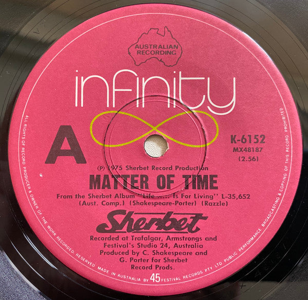 Sherbet : Matter Of Time / Only One You (7", Single)
