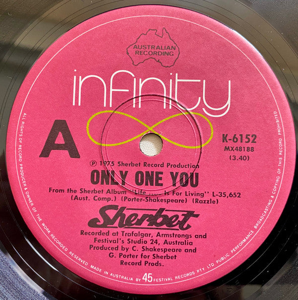 Sherbet : Matter Of Time / Only One You (7", Single)