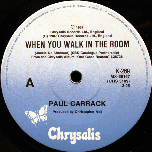 Paul Carrack : When You Walk In The Room (7", Single, Ltd, Pic)