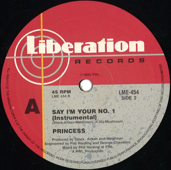Princess : Say I'm Your No. 1 (12", Single)