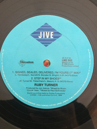 Ruby Turner : Signed, Sealed, Delivered, I'm Yours (12")