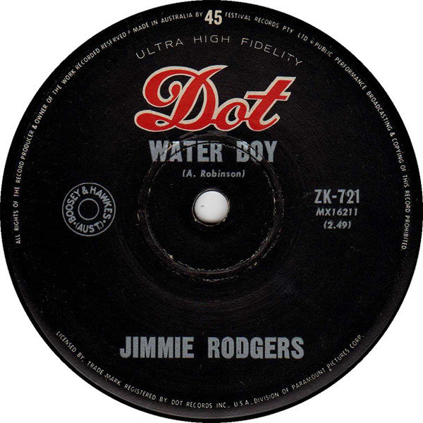 Jimmie Rodgers (2) : Water Boy (7", Single)