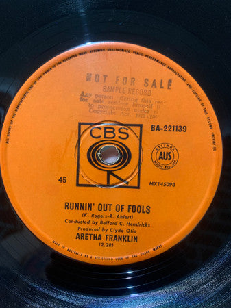 Aretha Franklin : Runnin' Out Of Fools / It's Just A Matter Of Time (7", Single)