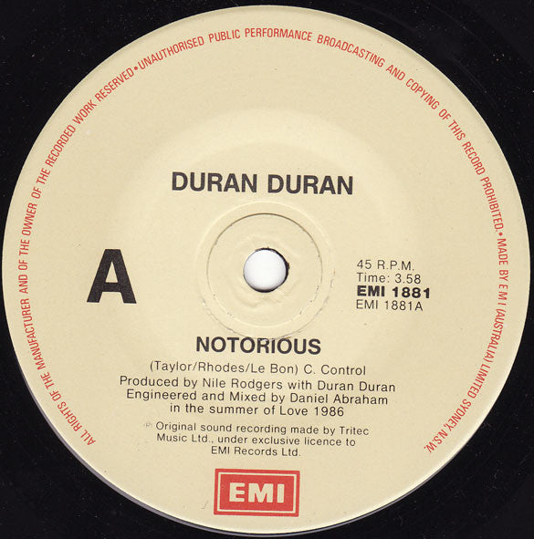 Duran Duran : Notorious (7", Single)