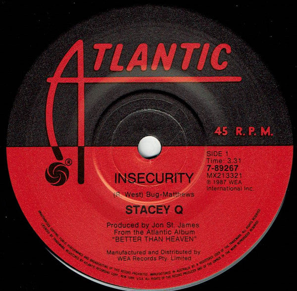 Stacey Q : Insecurity (7", Single)