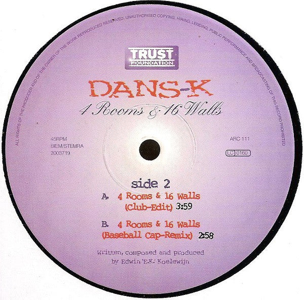 Dans-K : 4 Rooms & 16 Walls (12")
