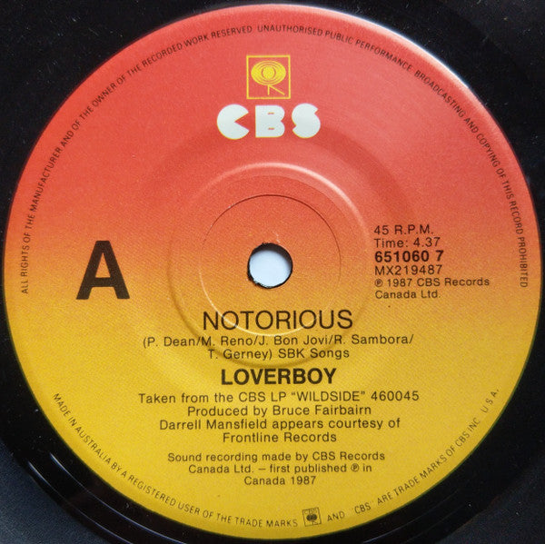 Loverboy : Notorious (7")