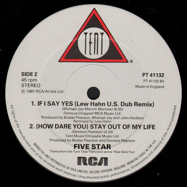 Five Star : Stay Out Of My Life (12", Single)
