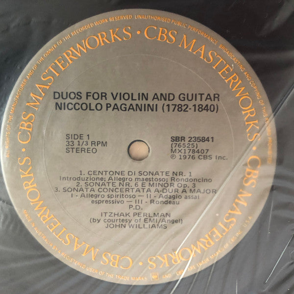 Itzhak Perlman & John Williams (7) - Paganini* & Giuliani* : Duo (LP, Album)