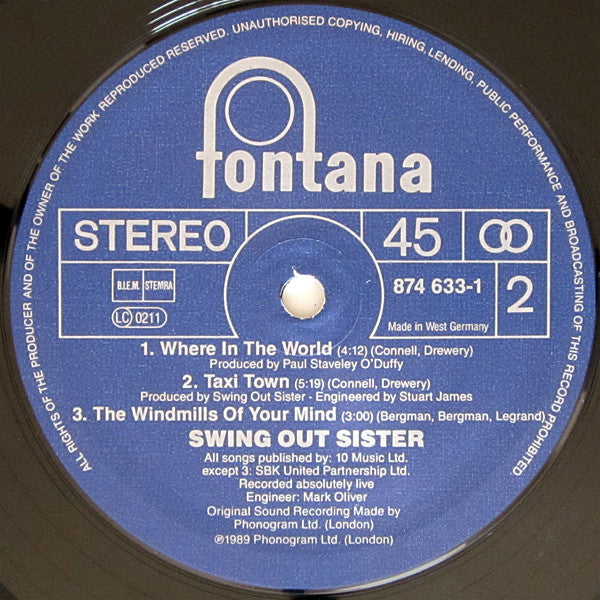 Swing Out Sister : Where In The World (12", Maxi)