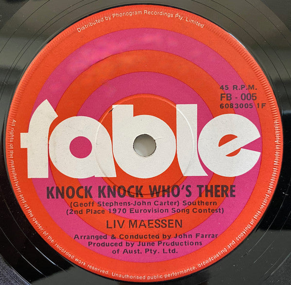 Liv Maessen : Knock Knock Who's There (7", Single)
