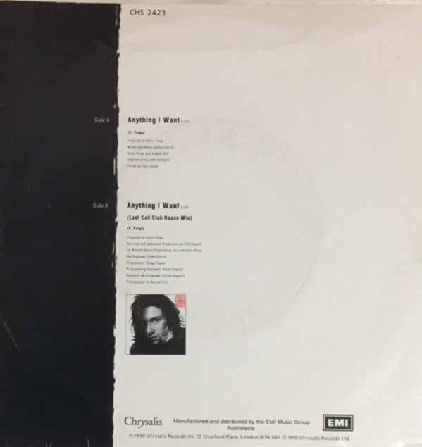 Kevin Paige : Anything I Want (7", Single)