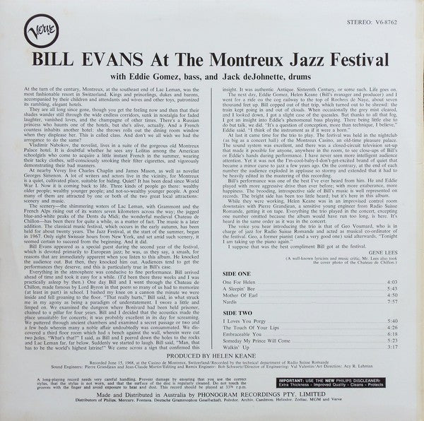 Bill Evans : At The Montreux Jazz Festival (LP, Album)