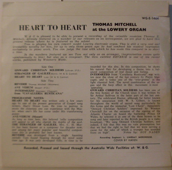 Tom Mitchell (18) : Heart To Heart (7", EP)