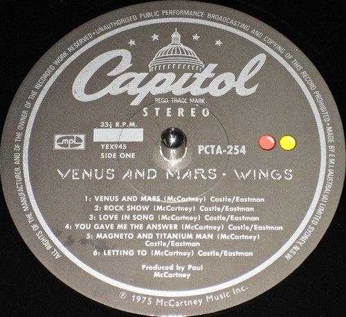 Wings (2) : Venus And Mars (LP, Album, M/Print)