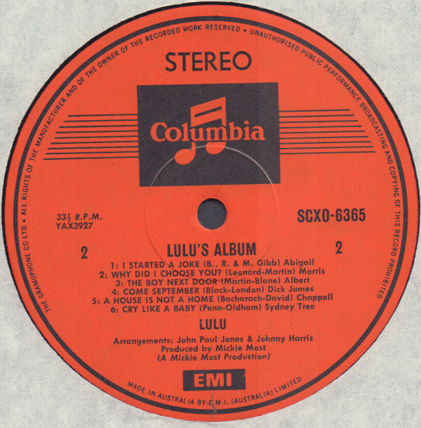 Lulu : Lulu's Album (LP)