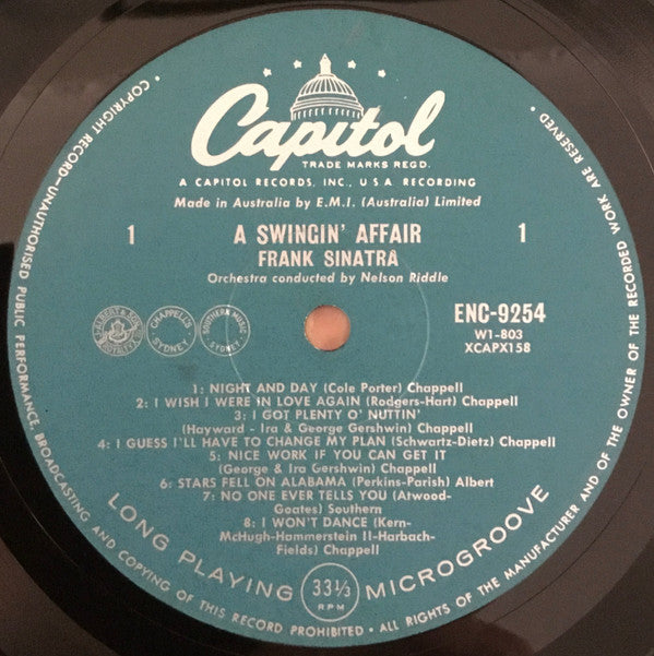 Frank Sinatra : A Swingin' Affair (LP, Album, Mono)