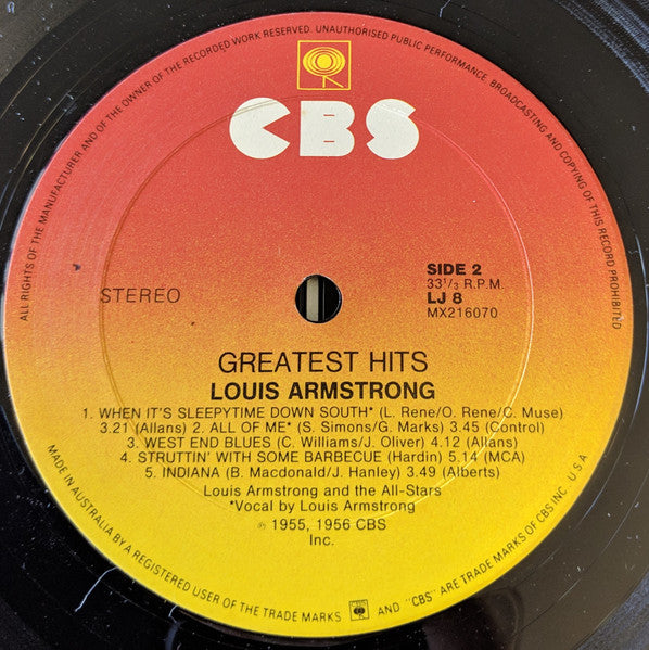 Louis Armstrong : Greatest Hits (LP, Comp, RE)