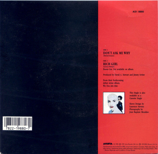 Eurythmics : Don't Ask Me Why (7", Single)