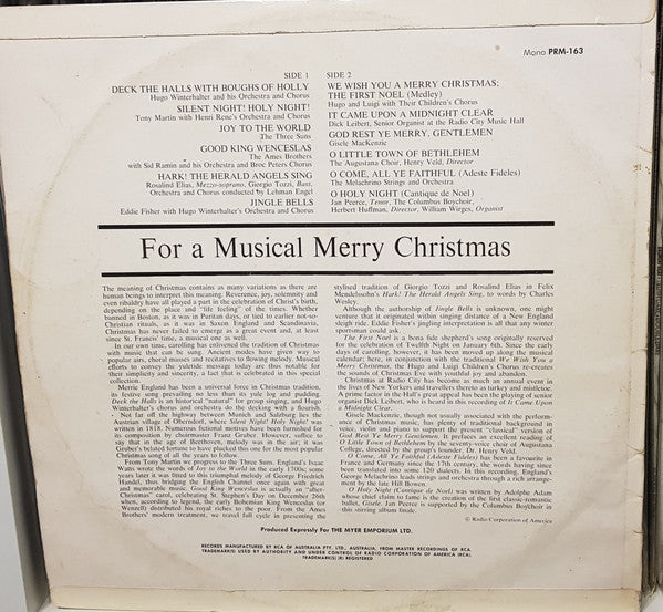 Various : For A Musical Merry Christmas (LP, Comp, Ltd)