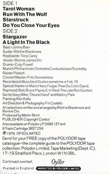 Rainbow : Rainbow Rising (Cass, Album, Club)