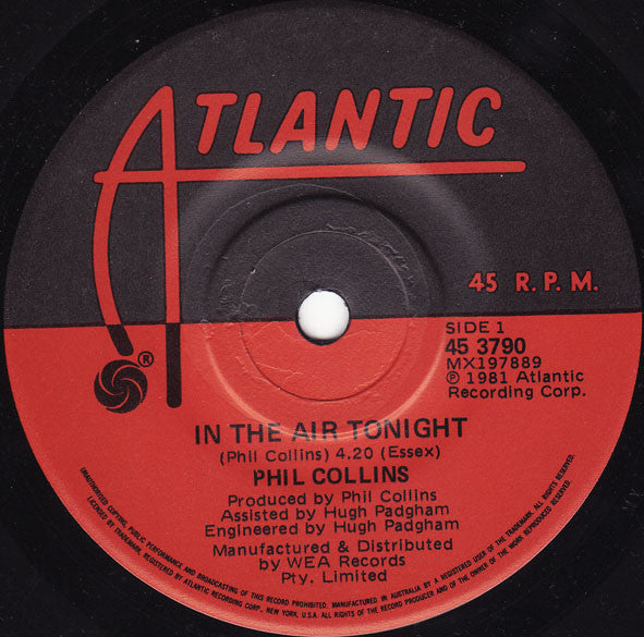 Phil Collins : In The Air Tonight (7", Single)