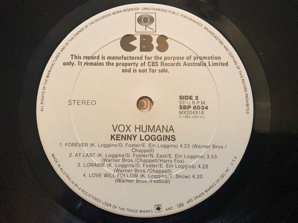 Kenny Loggins : Vox Humana (LP, Album, Promo)