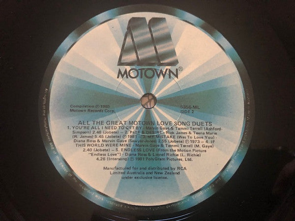 Various : All The Great Motown Love Song Duets (LP, Comp)
