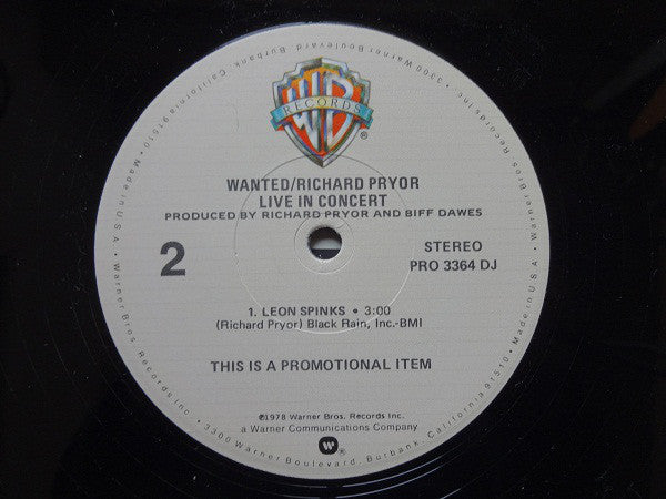 Richard Pryor : Wanted: Live In Concert (12", Single, Promo, Los)