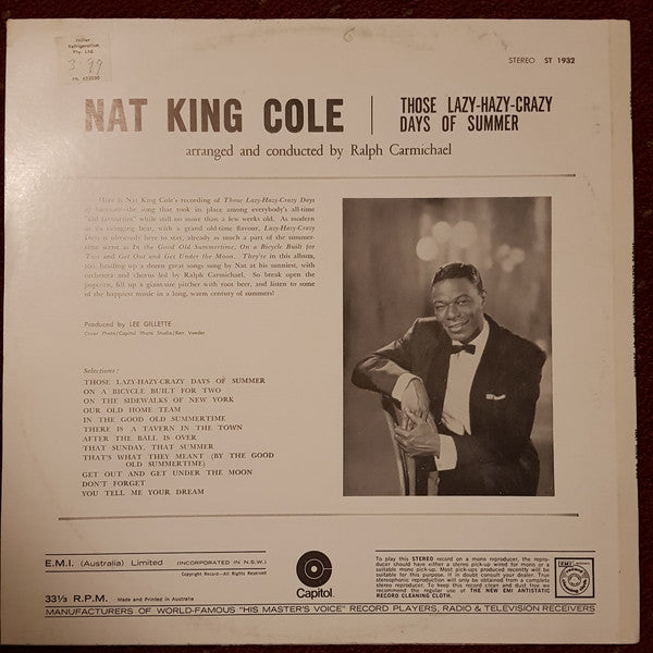 Nat King Cole : Those Lazy-Hazy-Crazy Days Of Summer (LP, Album, RE)