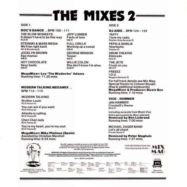 Various : March 87 Mixes 2 (12", Comp, P/Mixed)