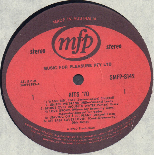 Unknown Artist : Hits ’70 (LP)