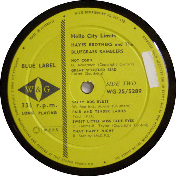 Hayes Brothers And The Bluegrass Ramblers : 'Hello City Limits' (LP, Album)