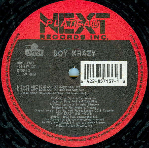 Boy Krazy : Good Times With Bad Boys / That's What Love Can Do (12")