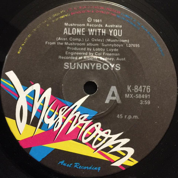 Sunnyboys : Alone With You (7", Single)