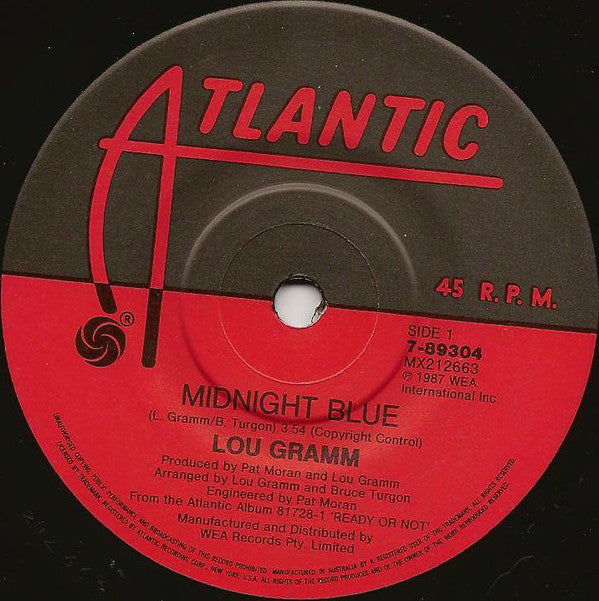 Lou Gramm : Midnight Blue (7", Single)