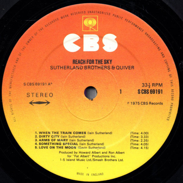 Sutherland Brothers & Quiver : Reach For The Sky (LP, Album)