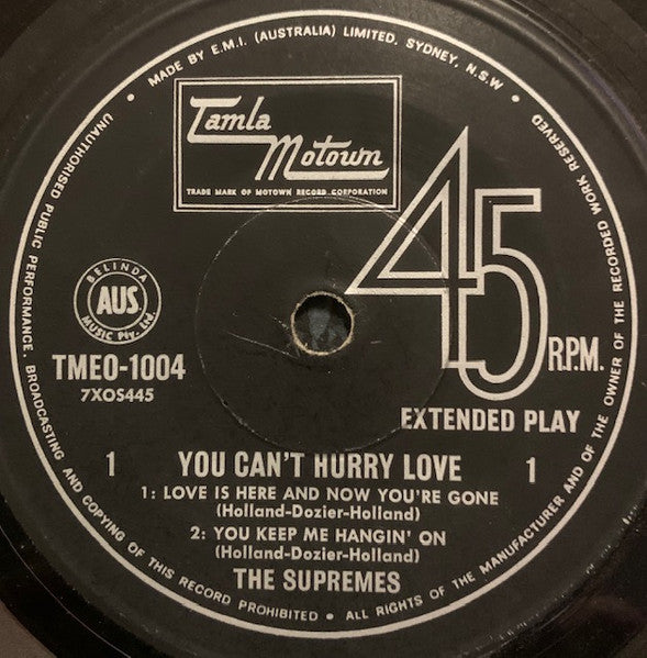 The Supremes : You Can't Hurry Love (7", EP)