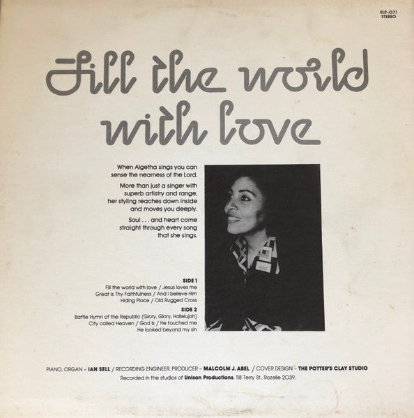 Algetha Brown : Fill The World With Love (LP)
