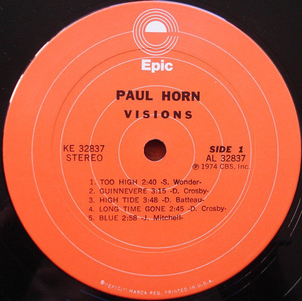 Paul Horn : Visions (LP, Album, San)