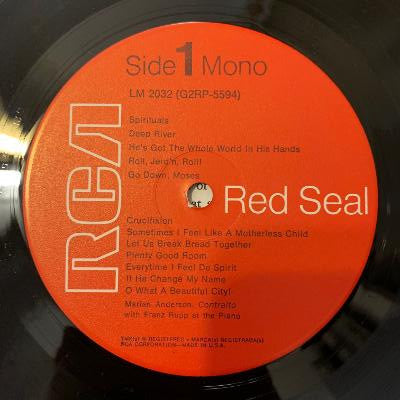 Marian Anderson With Franz Rupp : Spirituals (LP, Mono, RE)