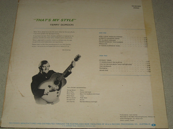 Terry Gordon (4) : That's My Style (LP, Album)