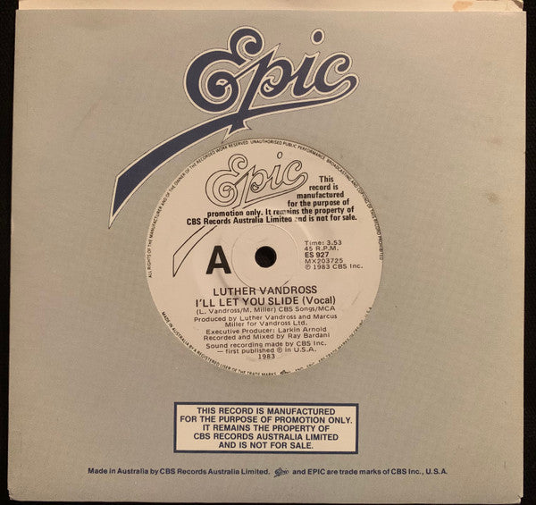 Luther Vandross : I'll Let You Slide (7", Single, Promo)