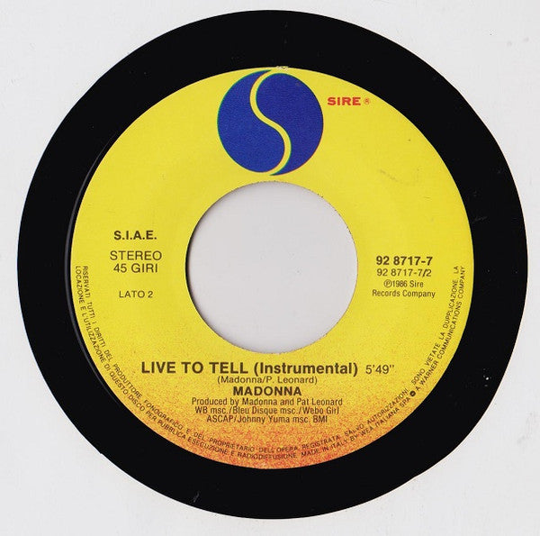 Madonna : Live To Tell (7")